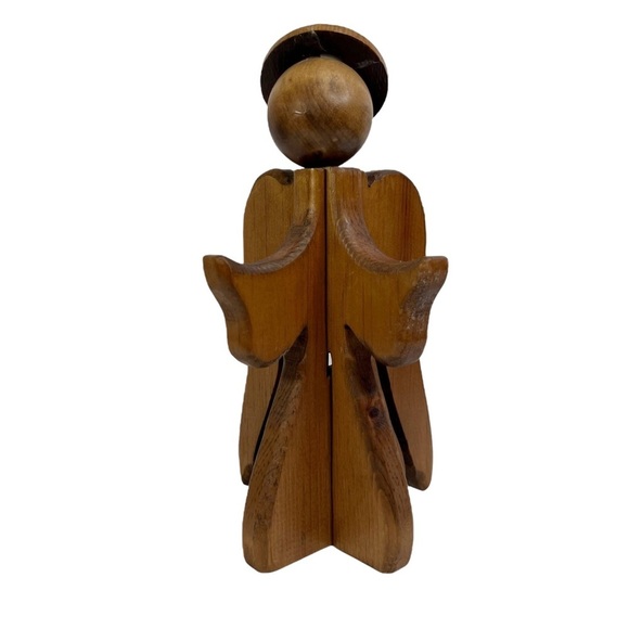 Brown Wooden Angel Jigsaw Puzzle Praying Angel Figurine Decor - Picture 1 of 9